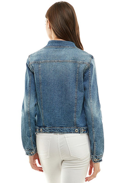 Spandex Ladies  Casual Denim Jacket