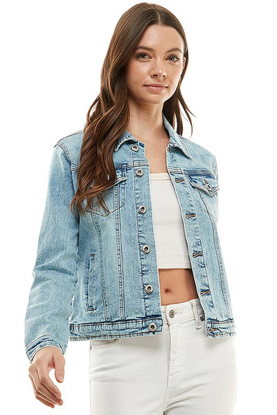 Spandex Ladies  Casual Denim Jacket