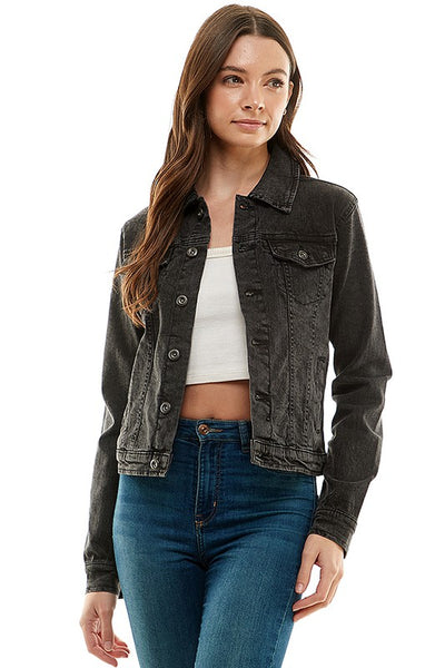 Spandex Ladies  Casual Denim Jacket