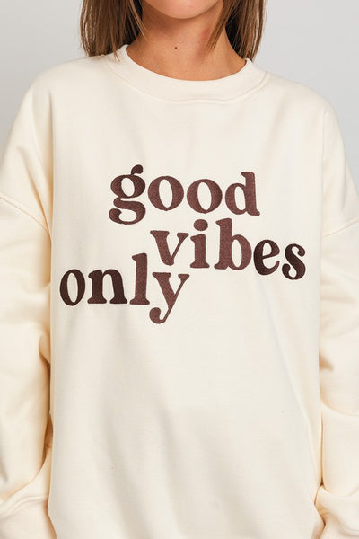 Letter Embroidery Oversized Sweatshirt