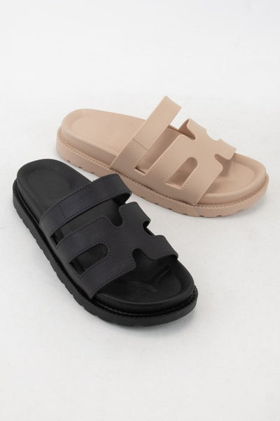 Gina Cutout Design Upper Slip On Style Sandals