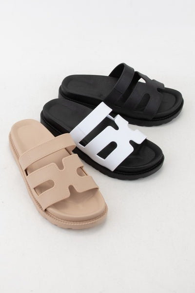 Gina Cutout Design Upper Slip On Style Sandals