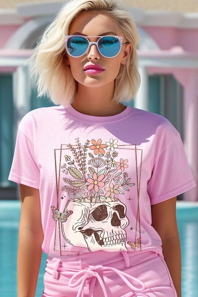 Floral Skull Graphic Tee