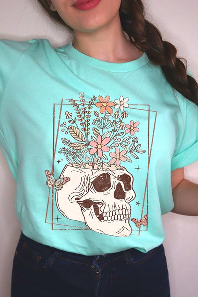 Floral Skull Graphic Tee