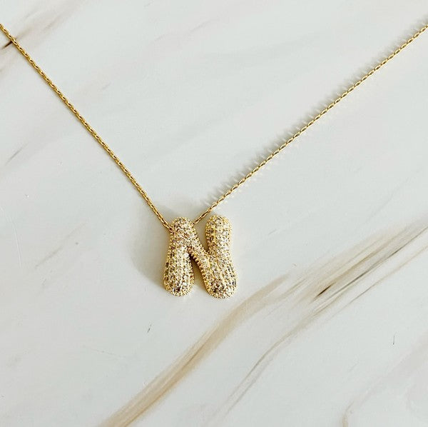 Crystal Bubble Initial Necklace