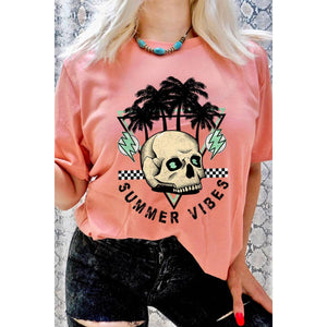 SUMMER VIBES SKELETON PALM TREES TEE