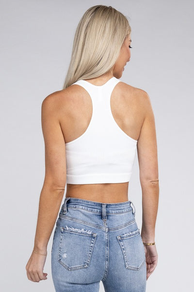 RIBBED CROPPED RACERBACK TANK TOP