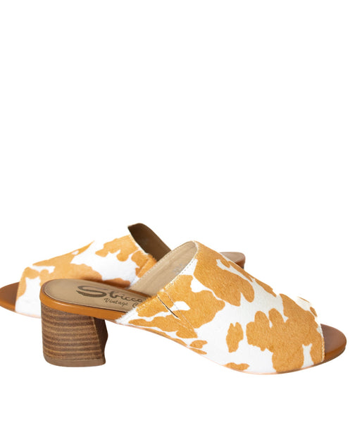 Richwood Peeptoe Tan and White Cowhide Slide