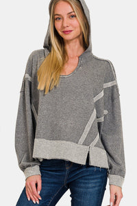 Contrast Trim Cropped Hoodie