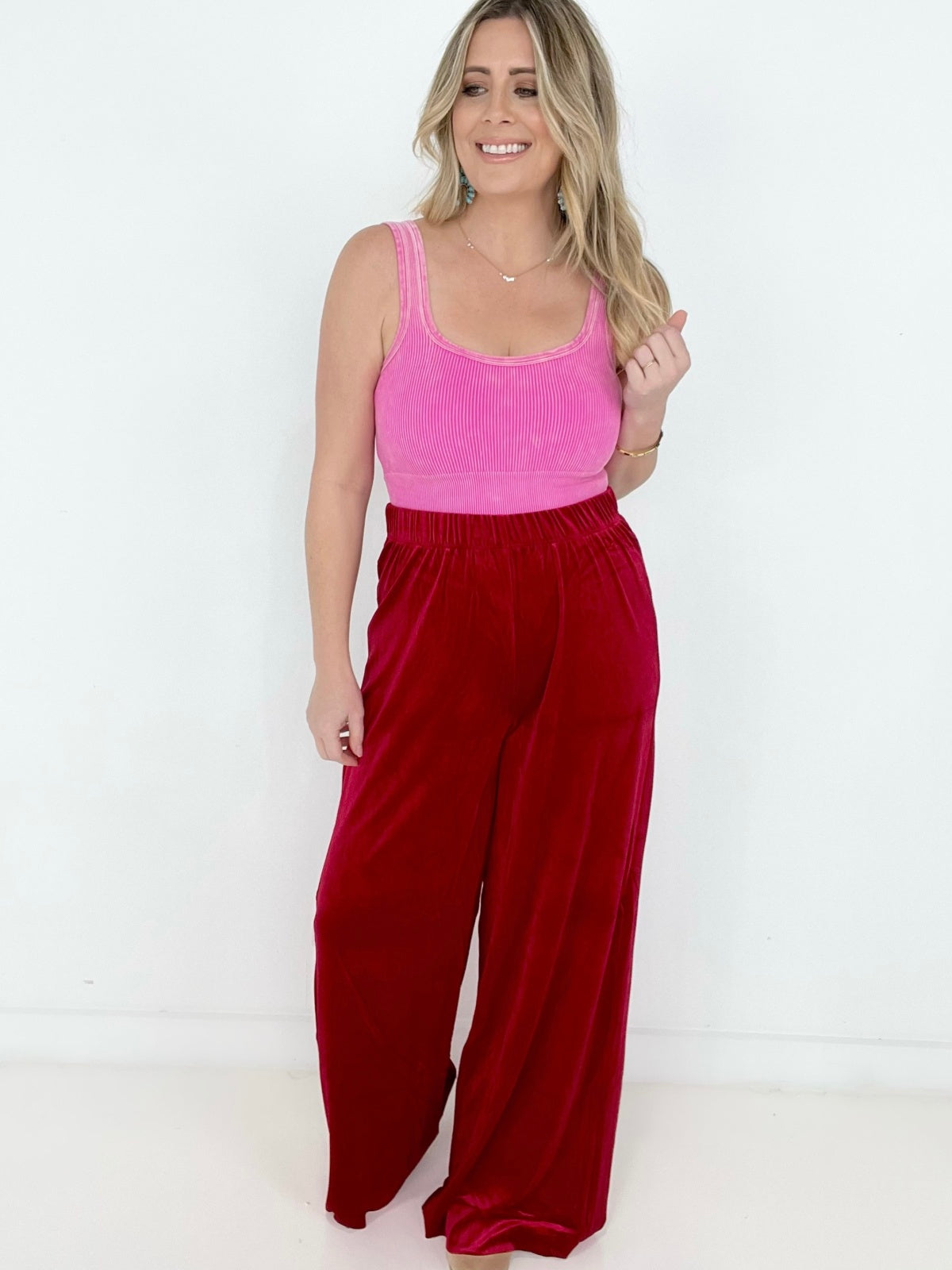 Velvet Wide Leg Pants - Available in 3 colors!