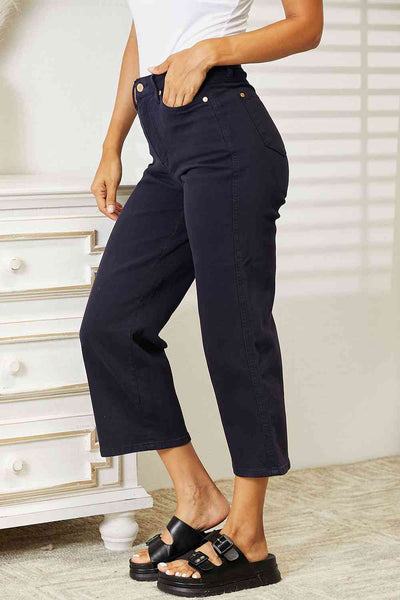 Judy Blue High Waist Tummy Control Wide Cropped Jeans