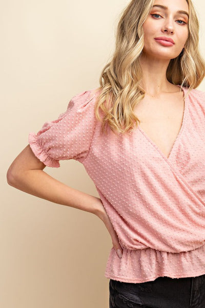 Femme Polka Dot Surplice Top - Ruby Rebellion