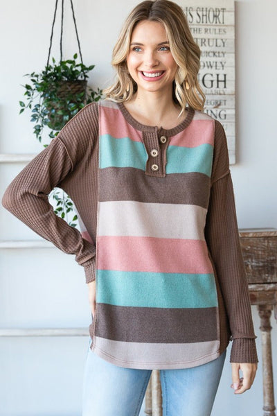 Multi Color Stripe Waffle Knit Top