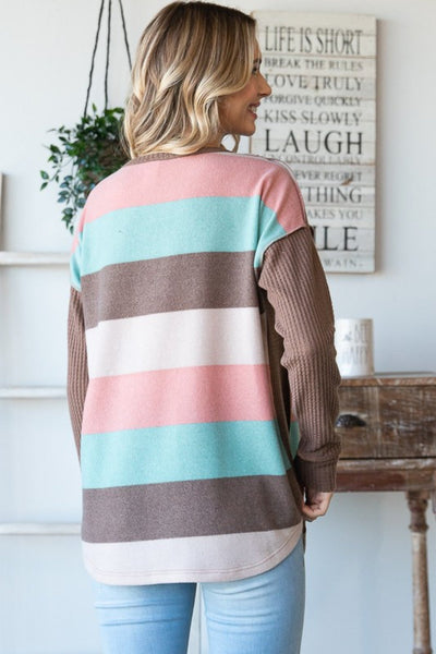 Multi Color Stripe Waffle Knit Top