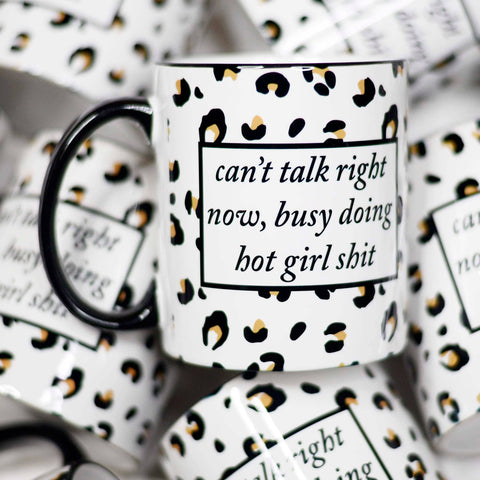 Can't Talk Right Now Leopard  Ceramic Mug