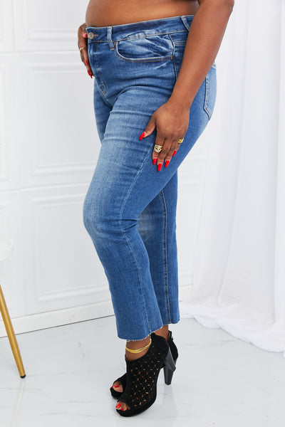 VERVET Full Size Raw Hem Cropped Jeans