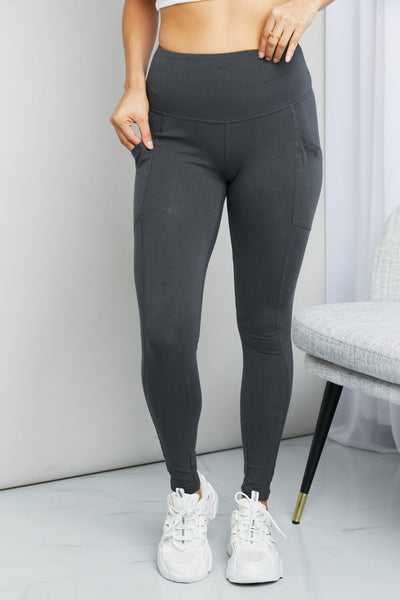 Ready to Roll Wide Waistband Pocket Leggings in Ash Grey