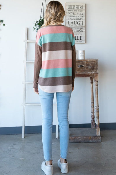 Multi Color Stripe Waffle Knit Top